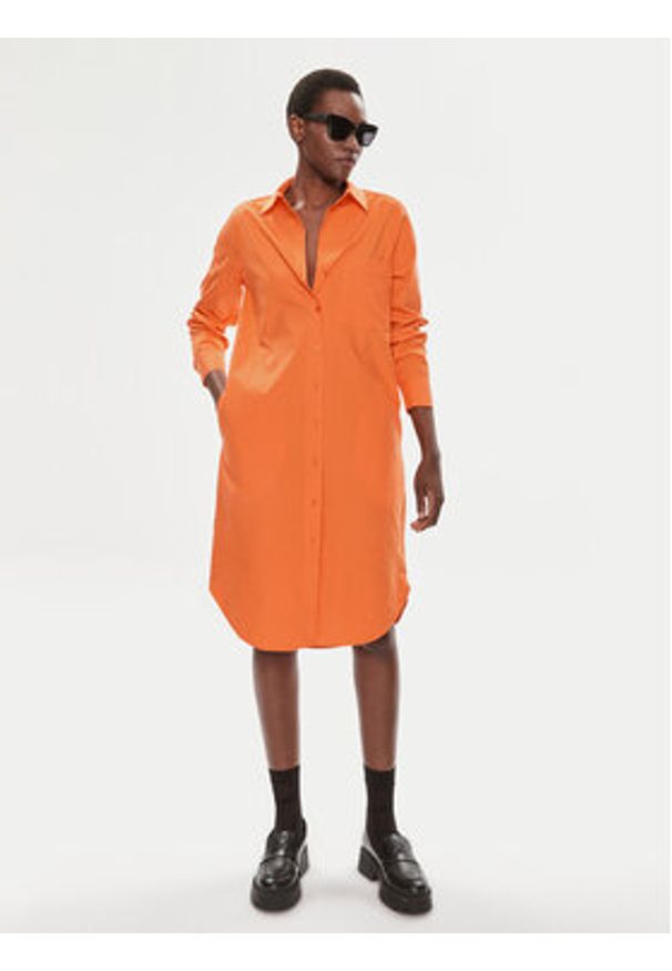 Tamaris Apparel Sukienka koszulowa Colmar TAW0497 Pomarańczowy Relaxed Fit. Kolor: pomarańczowy. Materiał: bawełna. Typ sukienki: koszulowe