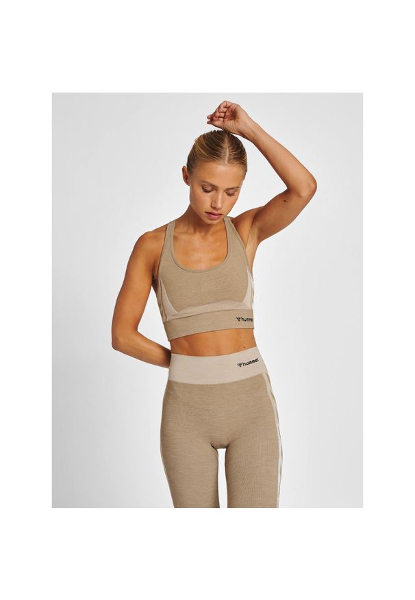 Stanik fitness cardio Hummel hmlClea. Kolor: szary, zielony. Styl: elegancki. Sport: fitness