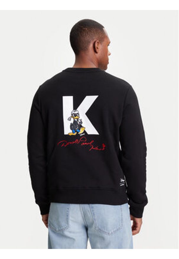 Karl Lagerfeld - KARL LAGERFELD Bluza 705099 553930 Czarny Regular Fit. Typ kołnierza: dekolt w karo. Kolor: czarny. Materiał: bawełna