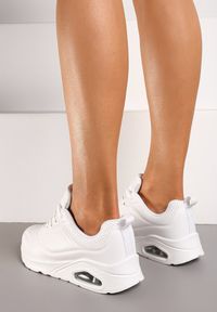 Renee - Białe Sneakersy na Grubej Podeszwie przed Kostkę Floemini. Wysokość cholewki: przed kostkę. Zapięcie: sznurówki. Kolor: biały. Materiał: jeans #4