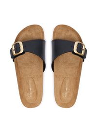 TOMMY HILFIGER - Tommy Hilfiger Klapki Cork Footbed Slip-On Sandals FW0FW09344 Czarny. Kolor: czarny. Materiał: skóra #5