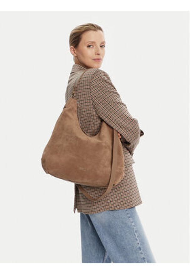 Coccinelle Saszetka 323410 Szary. Kolor: beżowy. Materiał: zamszowe, skórzane