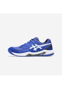 Asics - Buty tenisowe męskie ASICS Gel Dedicate 8 na nawierzchnię dywanową. Kolor: biały, niebieski, wielokolorowy, czarny. Materiał: skóra, syntetyk. Szerokość cholewki: normalna. Sport: tenis #1
