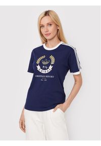 Adidas - adidas T-Shirt Crest Graphic HL6555 Granatowy Regular Fit. Kolor: niebieski. Materiał: bawełna