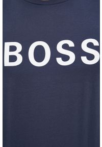 BOSS - Boss T-shirt bawełniany Athleisure kolor granatowy z nadrukiem. Okazja: na co dzień. Kolor: niebieski. Materiał: bawełna. Wzór: nadruk. Styl: casual