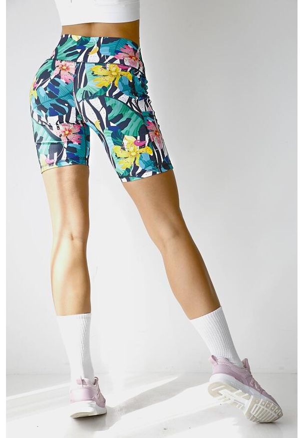 2SkIN - Krótkie legginsy damskie 2skin Moonflower. Kolor: wielokolorowy. Długość: krótkie. Sport: bieganie