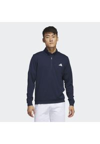 Adidas - Elevated 1/4-Zip Pullover. Typ kołnierza: golf. Kolor: niebieski. Materiał: materiał. Sport: golf