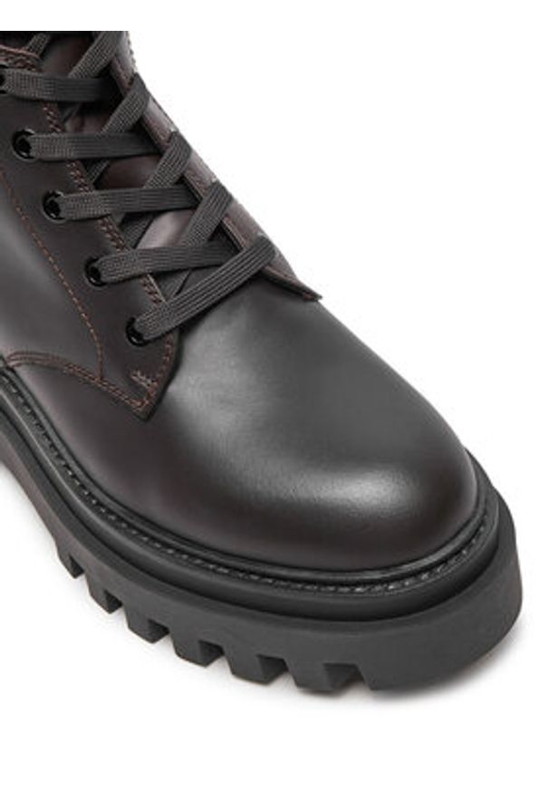 Calvin Klein Jeans Sztyblety Flatform Lace Up Boot Mg Lth YW0YW01544 Brązowy. Kolor: brązowy. Materiał: skóra