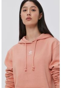 adidas Originals - Bluza. Typ kołnierza: kaptur. Kolor: pomarańczowy. Materiał: bawełna, dzianina. Długość rękawa: długi rękaw. Długość: długie. Wzór: gładki #1