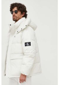 Calvin Klein Jeans kurtka męska kolor biały zimowa. Kolor: biały. Materiał: polar, włókno. Sezon: zima #1