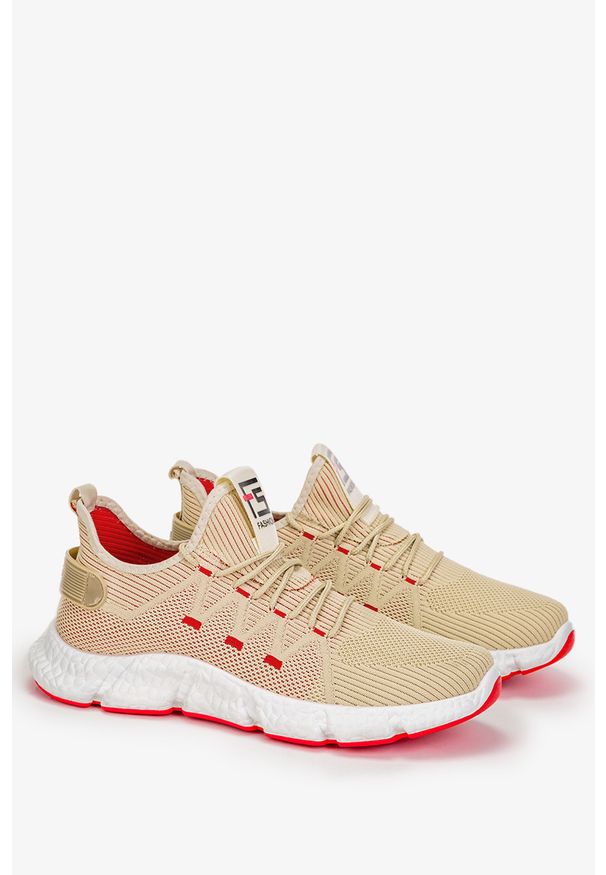 Casu - Beżowe buty sportowe sznurowane casu 34/4/21/be. Kolor: beżowy
