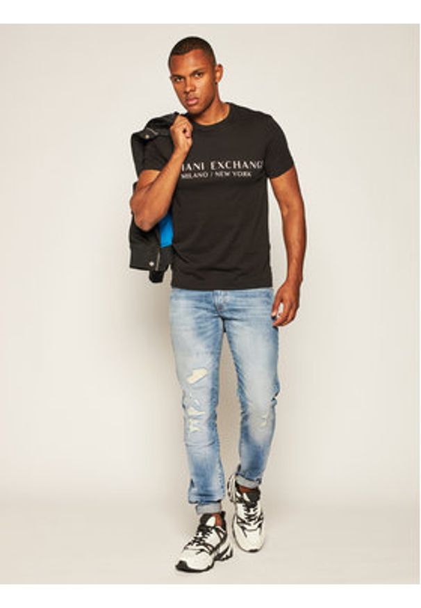 Armani Exchange T-Shirt 8NZT72 Z8H4Z 1200 Czarny Slim Fit. Kolor: czarny. Materiał: bawełna