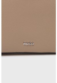 Hugo - HUGO torebka skórzana 50472184 kolor beżowy. Kolor: beżowy. Materiał: skórzane #4