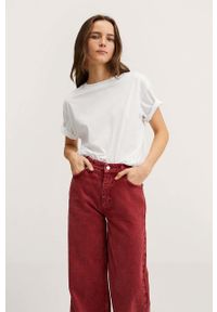 mango - Mango jeansy Camila damskie high waist. Stan: podwyższony. Kolor: czerwony #7