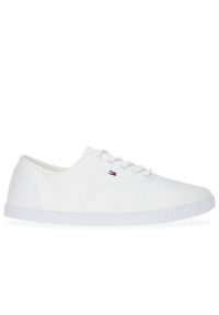 TOMMY HILFIGER - Buty Tommy Hilfiger Canvas Lace Up FW0FW07805-YBS - białe. Okazja: na co dzień. Kolor: biały. Materiał: bawełna, poliester, tkanina, guma. Szerokość cholewki: normalna