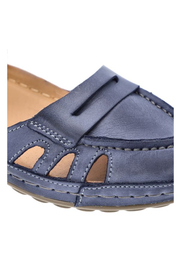 Granatowe Sandały Armodo Modne Obuwie Damskie. Kolor: niebieski. Materiał: skóra. Sezon: lato