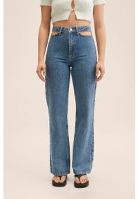 mango - Mango jeansy Cutout damskie high waist. Stan: podwyższony. Kolor: niebieski