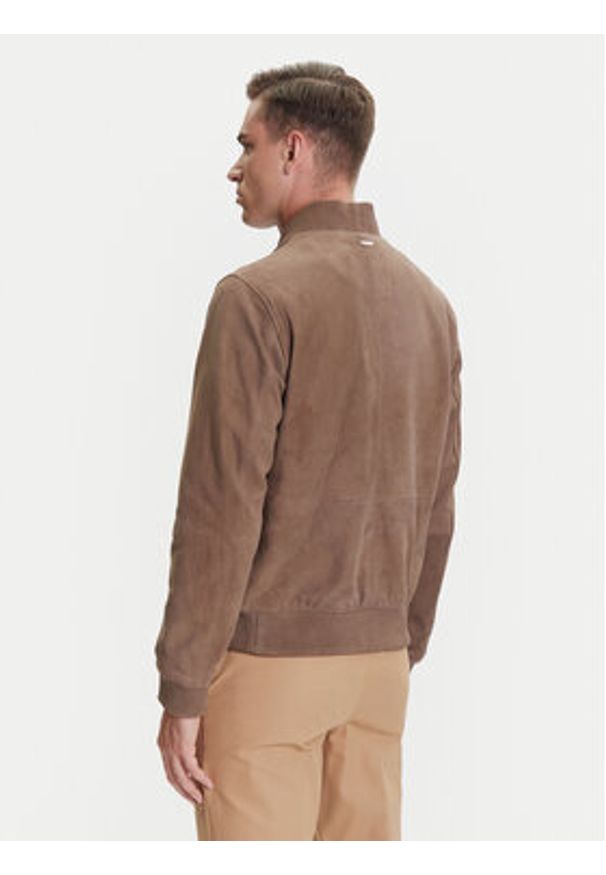 Michael Kors Kurtka skórzana CT5801E4R4 Brązowy Regular Fit. Kolor: brązowy. Materiał: skóra