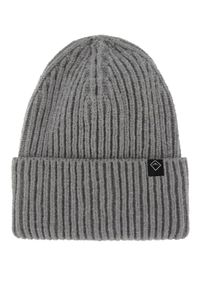 Volcano - Zimowa czapka H-BENNY. Kolor: szary. Materiał: prążkowany, włókno, wiskoza, dzianina. Wzór: ze splotem. Sezon: zima. Styl: klasyczny #1