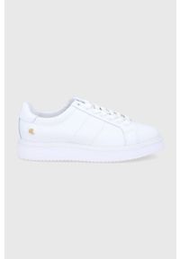 Lauren Ralph Lauren Buty skórzane kolor biały na koturnie. Nosek buta: okrągły. Zapięcie: sznurówki. Kolor: biały. Materiał: skóra. Obcas: na koturnie #1