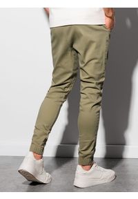 Ombre Clothing - Spodnie męskie joggery - oliwkowe V14 P885 - XXL. Kolor: oliwkowy. Materiał: bawełna, elastan. Styl: klasyczny #3