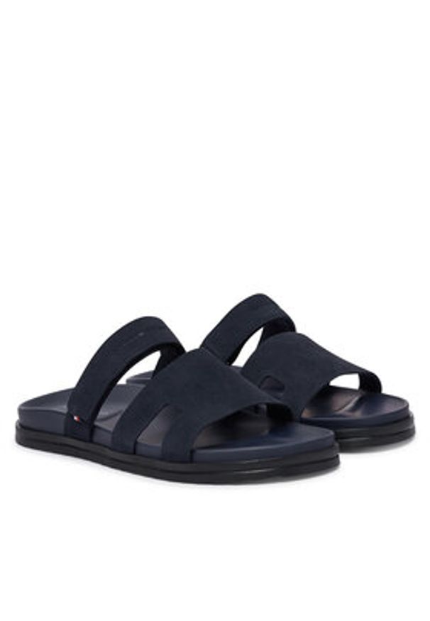 TOMMY HILFIGER - Tommy Hilfiger Klapki Adjustable Premium Suede FM0FM05774 Granatowy. Kolor: niebieski. Materiał: zamsz, skóra