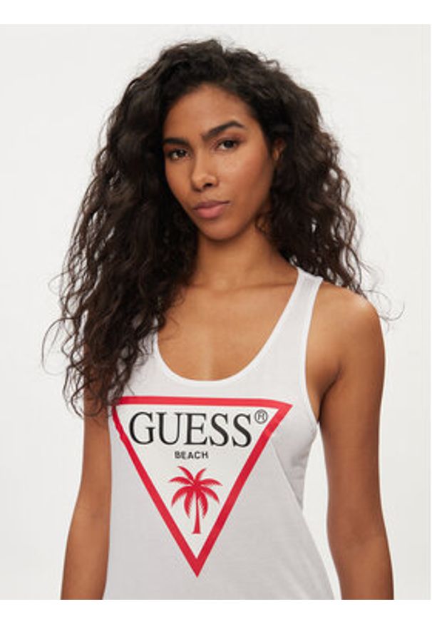 Guess Sukienka letnia E3GP03 JA914 Biały Slim Fit. Kolor: biały. Materiał: bawełna. Sezon: lato