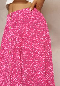 Renee - Fuksjowa Plisowana Spódnica Maxi z Wiskozy i Gumką w Pasie Trani. Kolor: różowy. Materiał: wiskoza #2