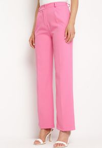 Born2be - Różowe Spodnie w Stylu Garniturowym ze Szlufkami Dionissa. Okazja: na co dzień. Stan: podwyższony. Kolor: różowy. Wzór: aplikacja. Styl: casual, elegancki #1
