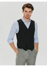 Pako Lorente - PAKO LORENTE – Czarna dwurzędowa kamizelka męska. Okazja: na ślub cywilny, na wesele. Kolor: czarny. Styl: elegancki, młodzieżowy