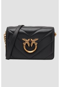 Pinko - PINKO Czarna kopertówka Love Click Mini. Kolor: czarny. Materiał: skórzane. Styl: klasyczny, elegancki