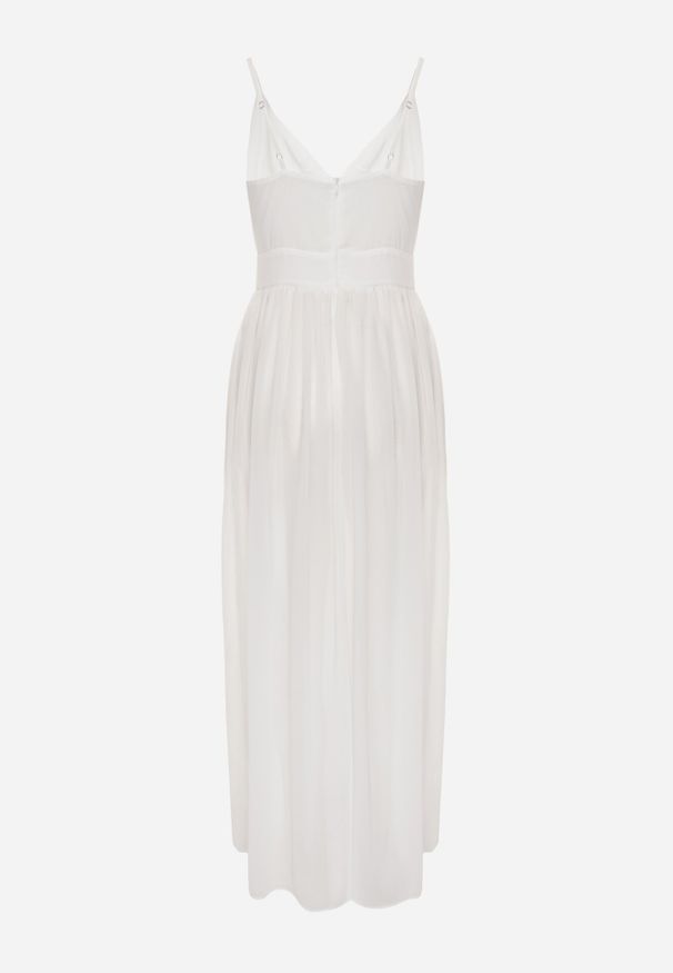 Born2be - Biała Rozkloszowana Sukienka Maxi na Ramiączkach z Majtkami Girma. Kolor: biały. Długość rękawa: na ramiączkach. Długość: maxi