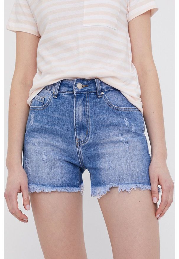 Answear Lab - Szorty jeansowe. Okazja: na co dzień. Stan: podwyższony. Kolor: niebieski. Materiał: jeans. Styl: wakacyjny