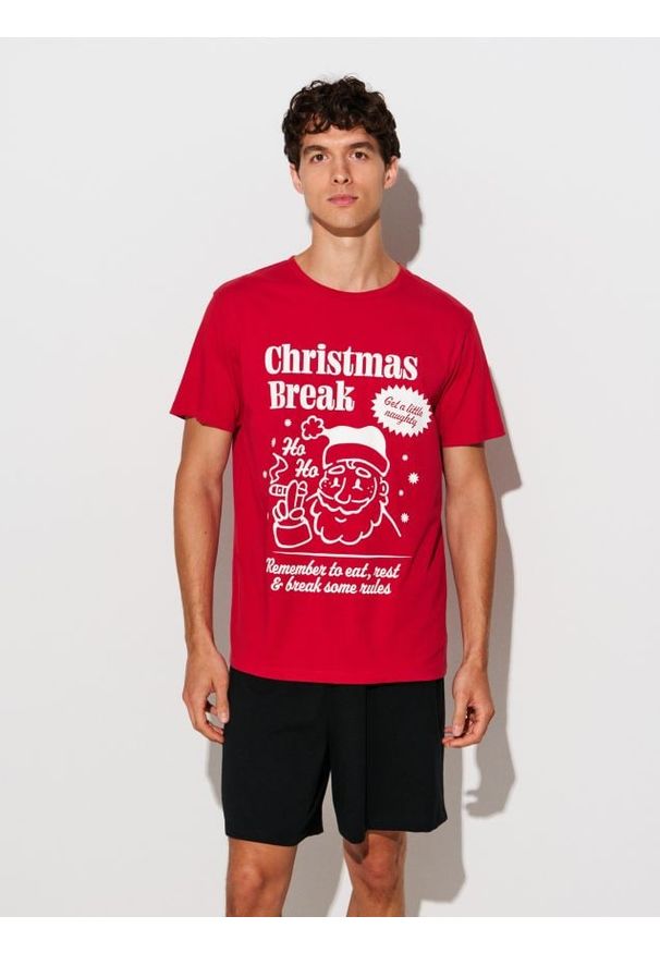 Sinsay - Bawełniana piżama dwuczęściowa z nadrukiem - wielobarwny. Materiał: bawełna. Wzór: nadruk