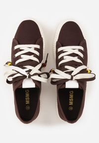 Born2be - Brązowe Trampki Pod Kostkę na Grubej Podeszwie z Podwójnym Sznurowaniem Callixera. Nosek buta: okrągły. Zapięcie: sznurówki. Kolor: brązowy. Materiał: materiał. Obcas: na obcasie. Styl: klasyczny. Wysokość obcasa: niski #9