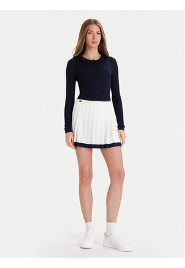 Lacoste Kardigan AF4141 Granatowy Slim Fit. Kolor: niebieski. Materiał: wełna