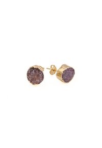 Brazi Druse Jewelry - Kolczyki Agat Druza Różowe złocone. Materiał: złote, z mosiądzu. Kolor: różowy. Kamień szlachetny: agat #1