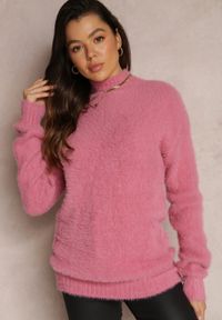 Renee - Ciemnoróżowy Sweter Wełniany Merrill. Kolor: różowy. Materiał: wełna, materiał. Długość rękawa: długi rękaw. Długość: długie. Styl: klasyczny #5