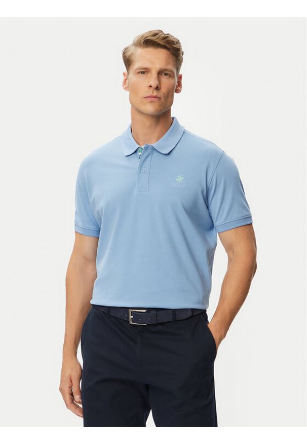 Beverly Hills Polo Club Polo P-SS26M-P450106 Niebieski jasny Regular Fit. Typ kołnierza: polo. Kolor: niebieski. Materiał: bawełna