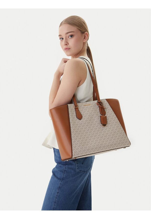 MICHAEL Michael Kors Torebka Taryn 30F4GTBT7B Beżowy. Kolor: beżowy. Materiał: skórzane