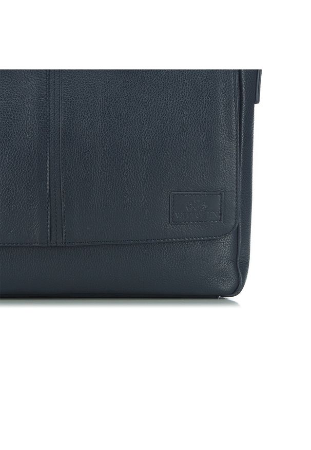 Wittchen - Męska listonoszka skórzana z klapą. Kolor: niebieski. Materiał: skóra. Wzór: gładki. Styl: elegancki, casual
