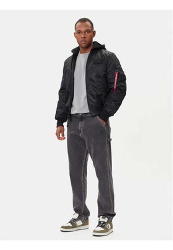 Alpha Industries Kurtka bomber MA-1 Zip Hood Back Print 128113 Czarny Regular Fit. Kolor: czarny. Materiał: syntetyk. Wzór: nadruk