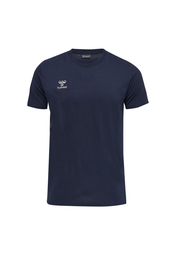 Bawełniana koszulka Hummel Move Grid. Kolor: niebieski. Materiał: bawełna. Sport: piłka nożna