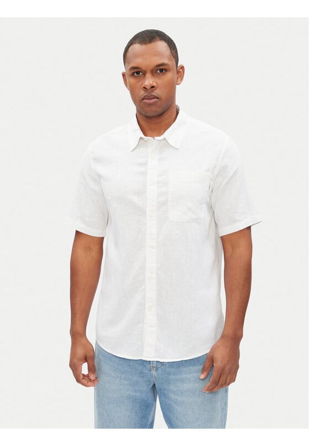 Pepe Jeans Koszula Amaro PM308847 Biały Regular Fit. Kolor: biały. Materiał: len, bawełna