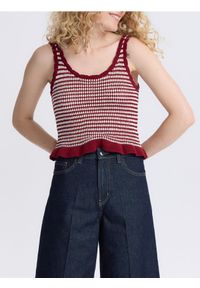 Reserved - Dzianinowy top - bordowy. Kolor: czerwony. Materiał: dzianina #1