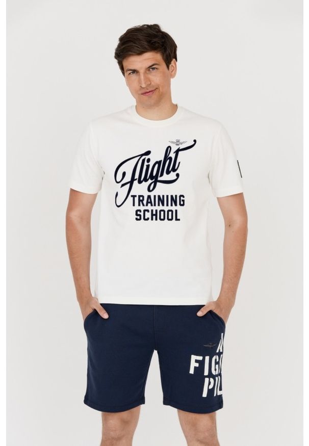 Aeronautica Militare - AERONAUTICA MILITARE Biały bawełniany t-shirt męski, Rozmiar M. Kolor: biały. Materiał: bawełna. Długość rękawa: krótki rękaw. Długość: krótkie