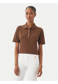 TOMMY HILFIGER - Tommy Hilfiger Polo WW0WW43224 Brązowy Regular Fit. Typ kołnierza: polo. Kolor: brązowy. Materiał: bawełna #1