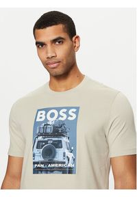 BOSS T-Shirt Te_Mextour 50535079 Beżowy Regular Fit. Kolor: beżowy. Materiał: bawełna