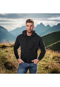 Rozpinana Bluza Męska z Kapturem - Pako Jeans - Czarna. Typ kołnierza: kaptur. Kolor: czarny. Materiał: poliester, bawełna. Styl: klasyczny