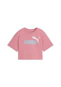 Puma - Młodzieżowa krótka koszulka Essentials 2 Colour z logo PUMA No. 1 PUMA. Kolor: różowy. Materiał: prążkowany, guma. Długość: krótkie. Wzór: nadruk. Sport: joga i pilates #1